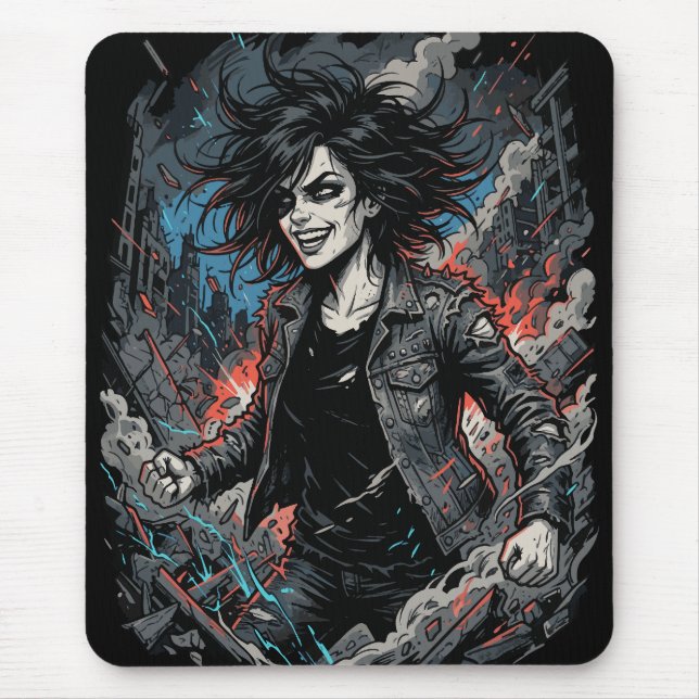 Mousepad Garota Punk do Caos Controlado | Rebelde Urbano Gr (Frente)
