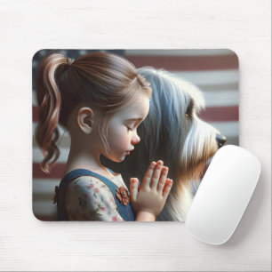 Mousepad Garota Rezando Com Collie Com Manteiga
