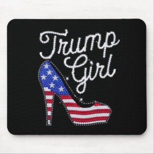Mousepad Garota Trump Salto Alto Bandeira Americana Brilho 