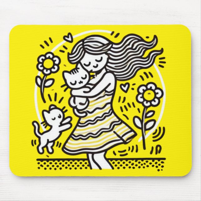 Mousepad Garota Whimsic com Kitten (Frente)