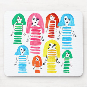 Mousepad Garotas de aquarela bonitas de arte moderna divert