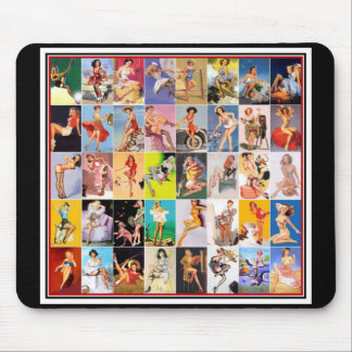 Mousepad Garotas Pin up Arte Vintage Retro Colagem