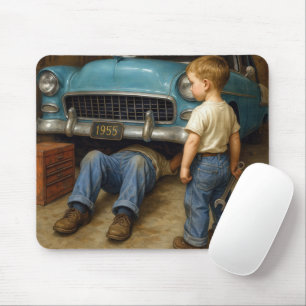 Mousepad Garoto Assistindo Trabalho De Pai Em 1955 Chevy