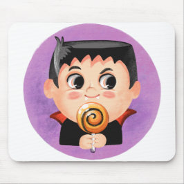 Mousepad Garoto bonito com fantasia de Halloween de vampiro