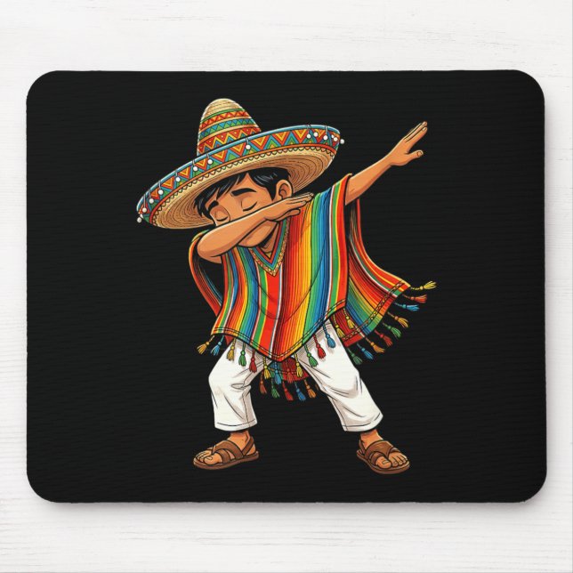 Mousepad Garoto Dabbing Sombrero Serape Cinco de Mayo Festa (Frente)