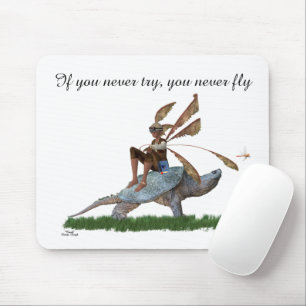 Mousepad Garoto Fada Andando No Bocal De Tartaruga