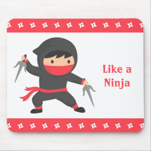 Mousepad Garoto Ninja Fofo com Armas Sai para Crianças