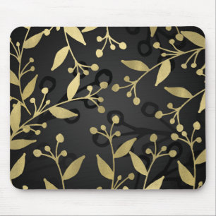 Mousepad Garrafa Black & Gold Botânica Moderno Rústico Galh