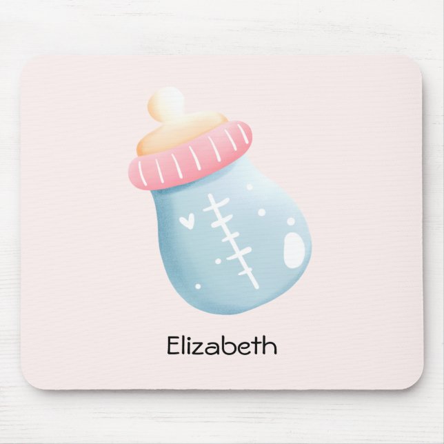 Mousepad Garrafa de Bebê Azul e Rosa (Frente)