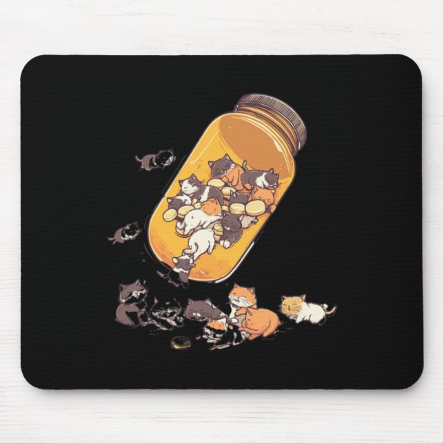 Mousepad Garrafa de Pílula de Gato Antidepressivo - Awa par (Frente)