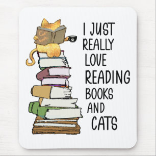 Mousepad Gata Amante de Livros Divertida Lendo Minhoca de L