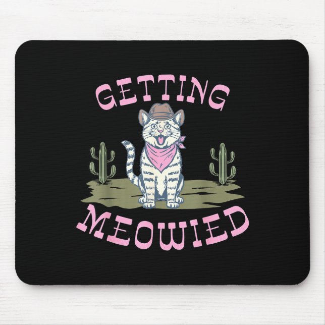 Mousepad Gata engraçada de solteira ficando noiva miar noiv (Frente)