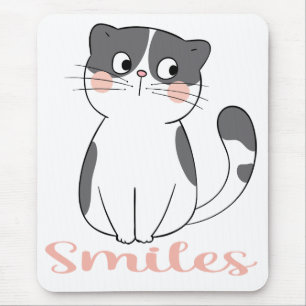 Mousepad Gatinha Cinza Branca Fofa Mãe Louca por Gatos