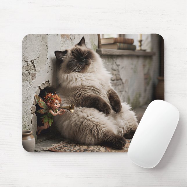 Mousepad Gatinha Himalaia e Pixie Surpresa ao Acordar  (Com mouse)
