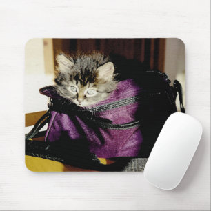 Mousepad Gatinho acordado em uma bolsa de Borgonha