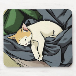 Mousepad Gatinho Adormecido em Cobertor Aconchegante