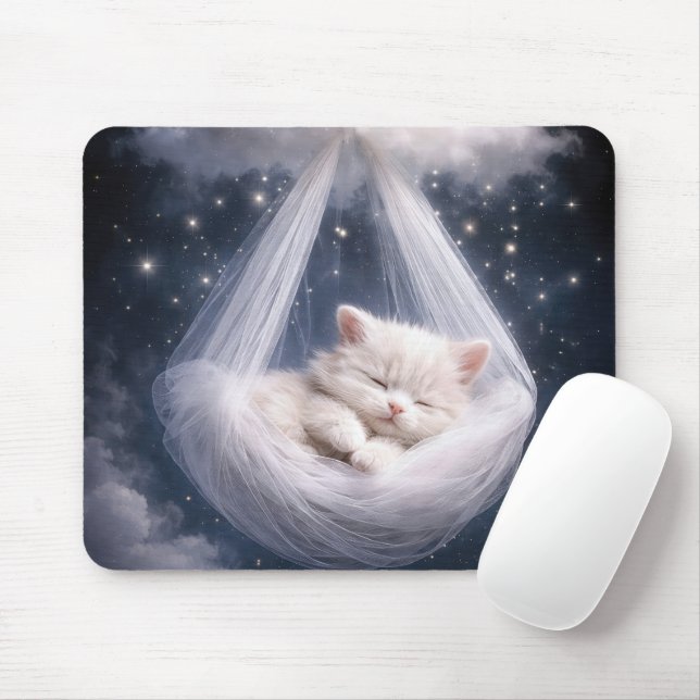 Mousepad Gatinho Adormecido em uma Hammock de Tule (Com mouse)