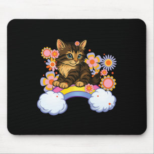 Mousepad Gatinho Arco-Íris Fofo Gato Engraçado Sarcástico H