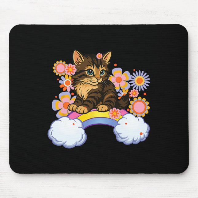 Mousepad Gatinho Arco-Íris Fofo Gato Engraçado Sarcástico H (Frente)