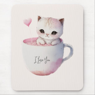 Mousepad Gatinho Bonito com Coração Balão