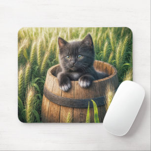 Mousepad Gatinho Bonito No Cano De Madeira