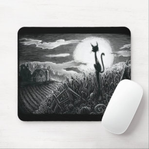 Mousepad Gatinho Boo na proteção do mouse à luz da Lua