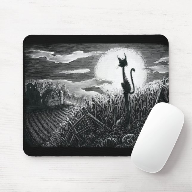 Mousepad Gatinho Boo na proteção do mouse à luz da Lua (Com mouse)