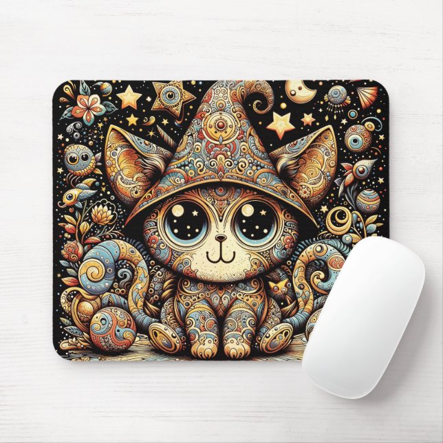 Mousepad "Gatinho Celestial: Assistente Whimsical" (Com mouse)