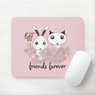 Mousepad Gatinho de Cartografia Bonito BFF e Crianças Coelh