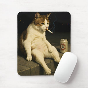 Mousepad Gatinho de Cigarro Meme Divertido de Gato Fumando