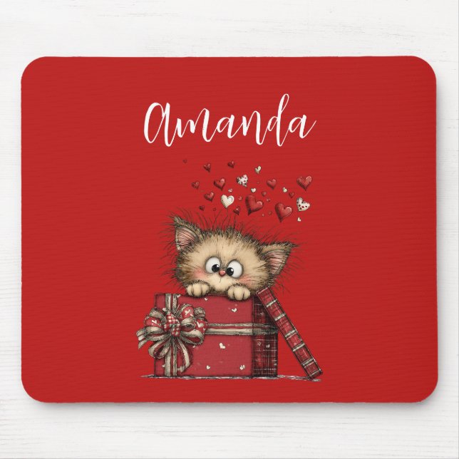 Mousepad Gatinho de Desenho Animado Fofo em uma Caixa com C (Frente)