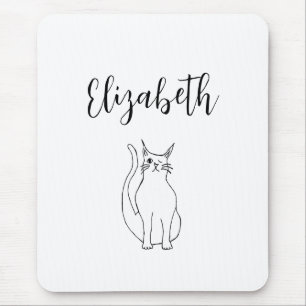 Mousepad Gatinho de desenho branco preto de gato bonito
