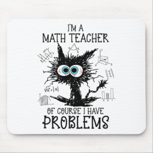 Mousepad Gatinho de Gato Negro, sou professor de Matemática