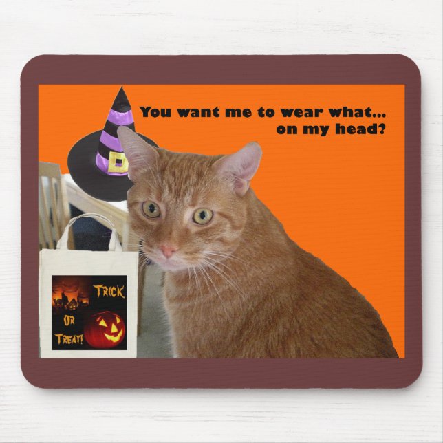 Mousepad Gatinho de Halloween - Vestir o quê (Frente)
