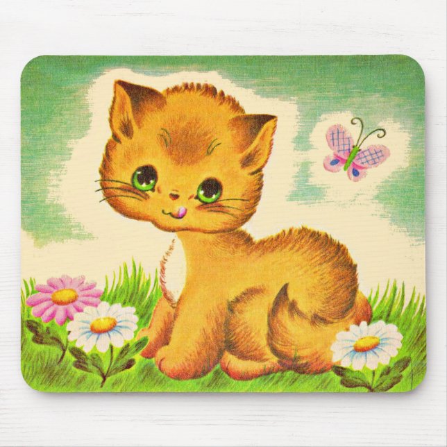 Mousepad gatinho de olhos verdes adorável (Frente)