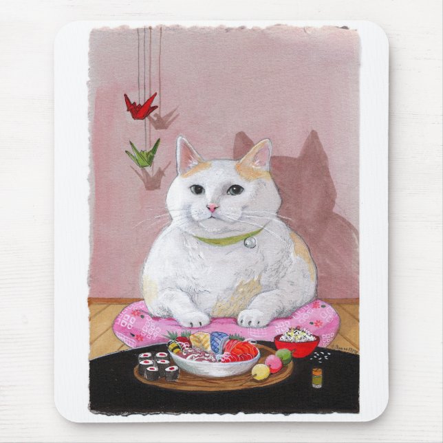Mousepad Gatinho do Sashimi do gato do sushi! (Frente)