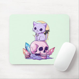 Mousepad Gatinho e Caveira do Gótico Pastel