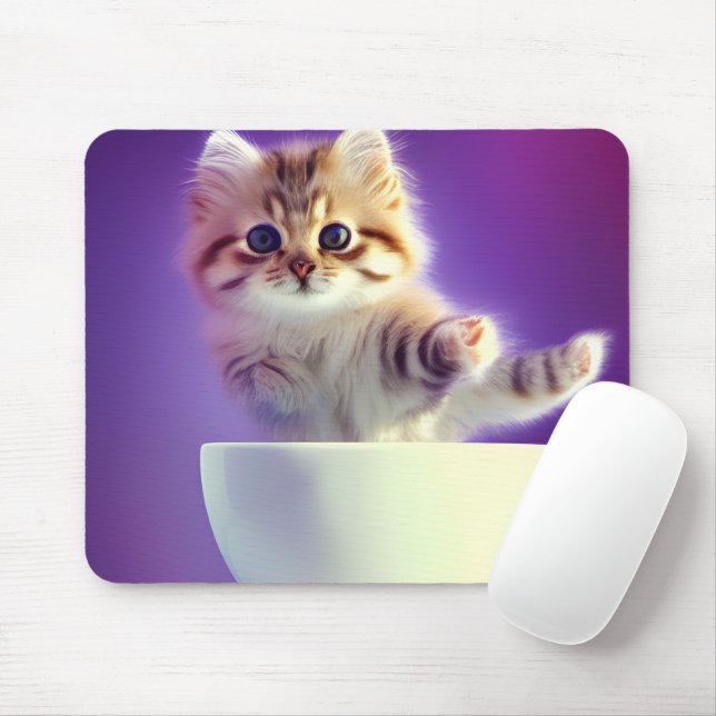 Mousepad Gatinho em uma almofada de rato teacup (animal beb (Com mouse)