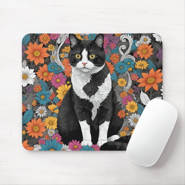 Mousepad Gatinho entre as flores (Com mouse)