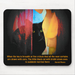 Mousepad Gatinho eyed verde das citações de Harold Monro