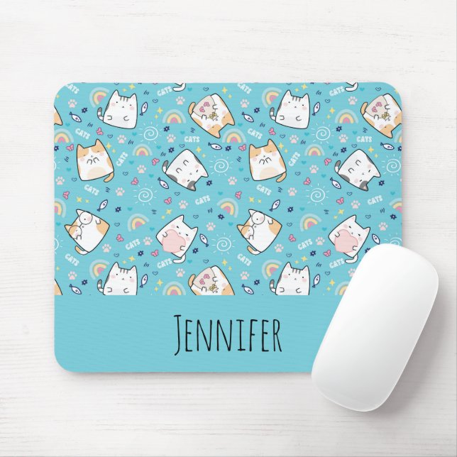 Mousepad Gatinho Gatinho Gato, Padrão Whimsical (Com mouse)