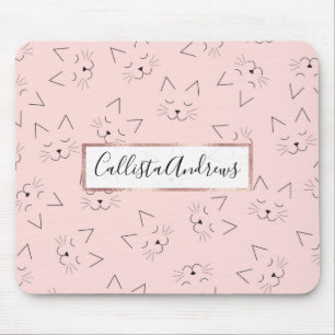 Mousepad Gatinho Gato Preto, Bonito, De Rosto Rosa