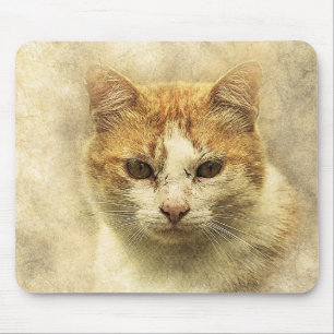Mousepad Gatinho Laranja e Branco   ABSTRATO   Watercolor