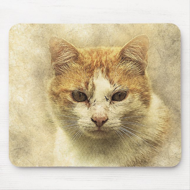 Mousepad Gatinho Laranja e Branco | ABSTRATO | Watercolor (Frente)