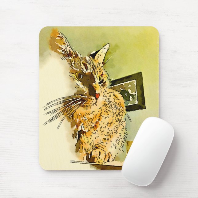 Mousepad Gatinho Laranja Grito Sussurra Cor de Água do Cora (Com mouse)