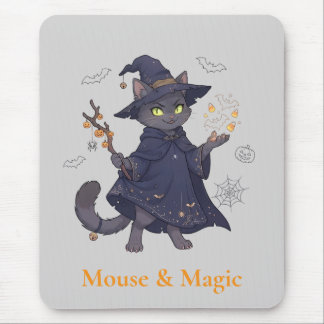 Mousepad Gatinho Mágico Fofo Tapete de Rato de Halloween