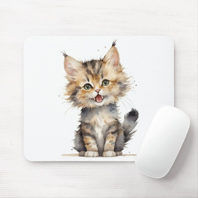 Mousepad Gatinho Tabby em Aquarela (Com mouse)