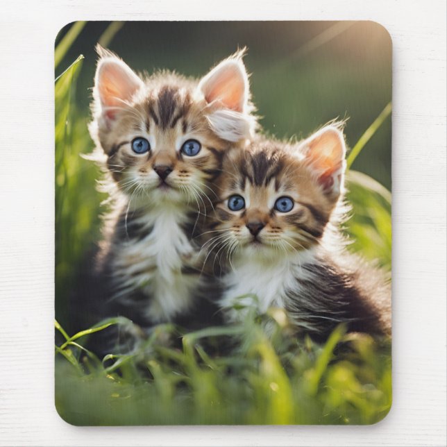 Mousepad Gatinhos Adoráveis Na Grama (Frente)