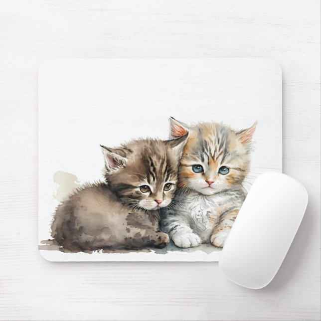 Mousepad Gatinhos de Aquarela (Com mouse)