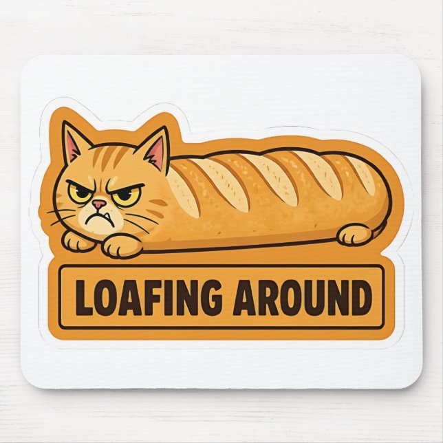 Mousepad Gatito Engraçado de Pão Relaxando  (Frente)